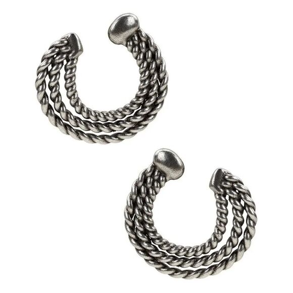 NWT Patricia Nash Twisted Rope Triple Hoops Silver Ox Sold Out, Hard To Find - Picture 2 of 3